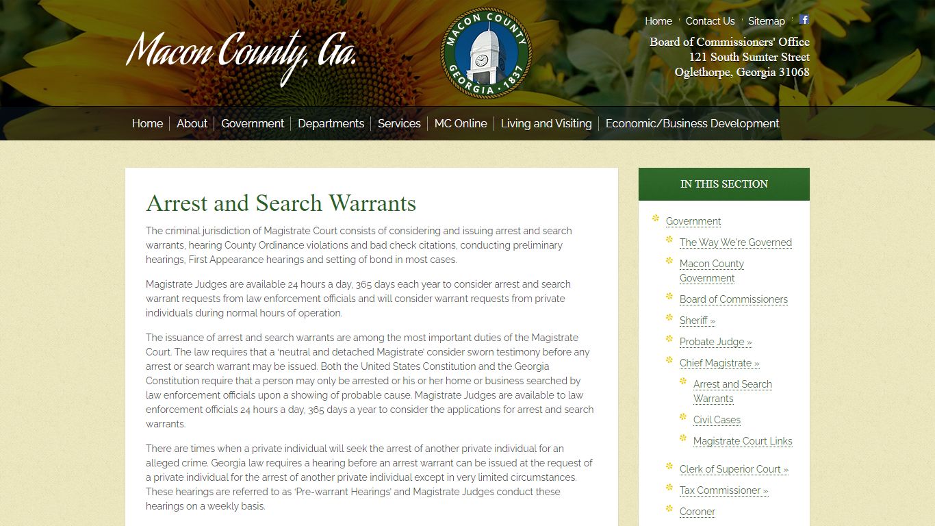 Arrest and Search Warrants - Macon County, GA