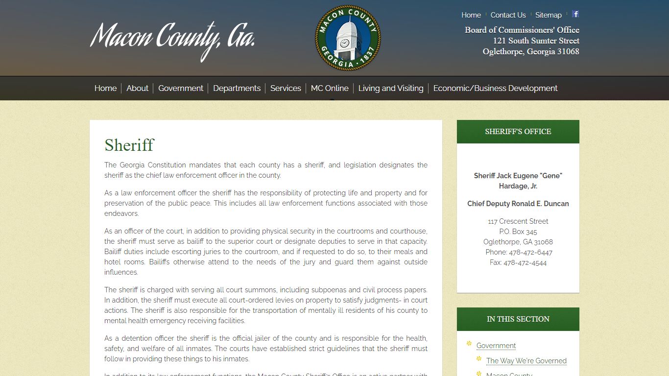Sheriff - Macon County, GA
